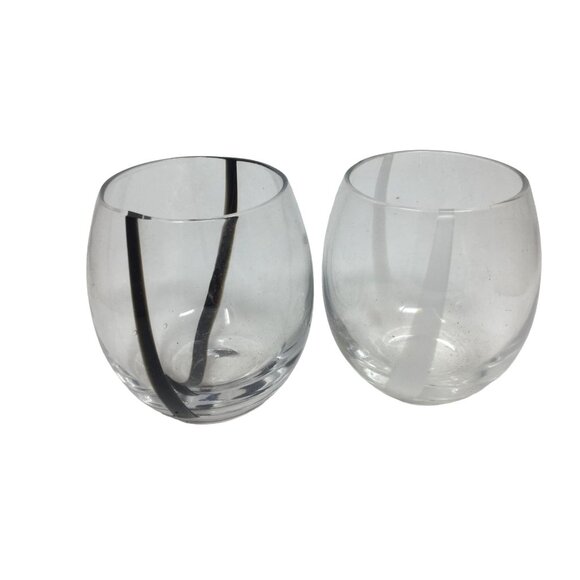 Two Short Clear Glass Drinking Glasses - each about 3.5'' tall - Picture 2 of 7